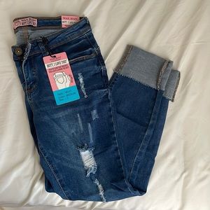 Ripped skinny ankle jeans